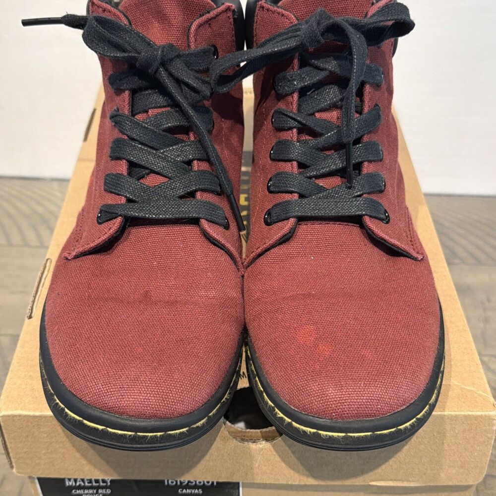 Dr. Doc Marten Maelly Lace Up Combat Ankle Boots Red Burgundy Womens 9 Moto - Picture 2 of 5